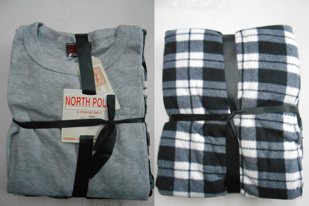 North Pole Men's Pajama Set - Long Sleeve Thermal Shirt And Warm Flannel Pants