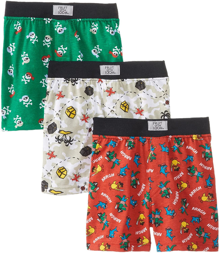 Fruit of the Loom Little Boys'  Covered Waistband Knit Boxer Underwear (Pack of 3)