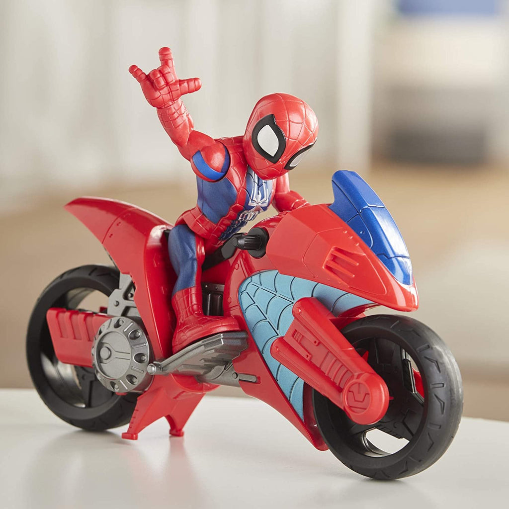 Playskool Heroes Marvel Super Hero Adventures Spider-Man Swingin' Speeder, 5 Inch Figure and Motorcycle Set, Toys for Kids Ages 3 and Up