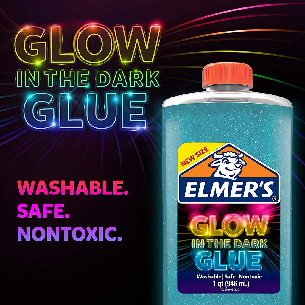 Elmer’s Glow in The Dark Liquid Glue, Washable, Blue, 1 Quart, Glue for Making Slime, 3-Pack