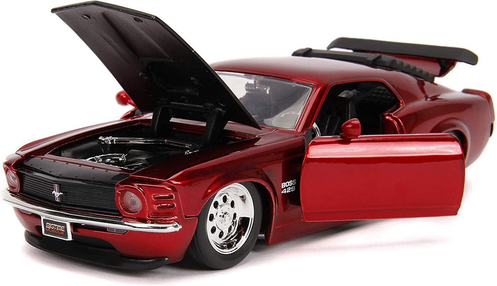 Bigtime Muscle 1:24 1970 Ford Mustang Boss 429 Die-cast Car Candy Red, Toys for Kids and Adults