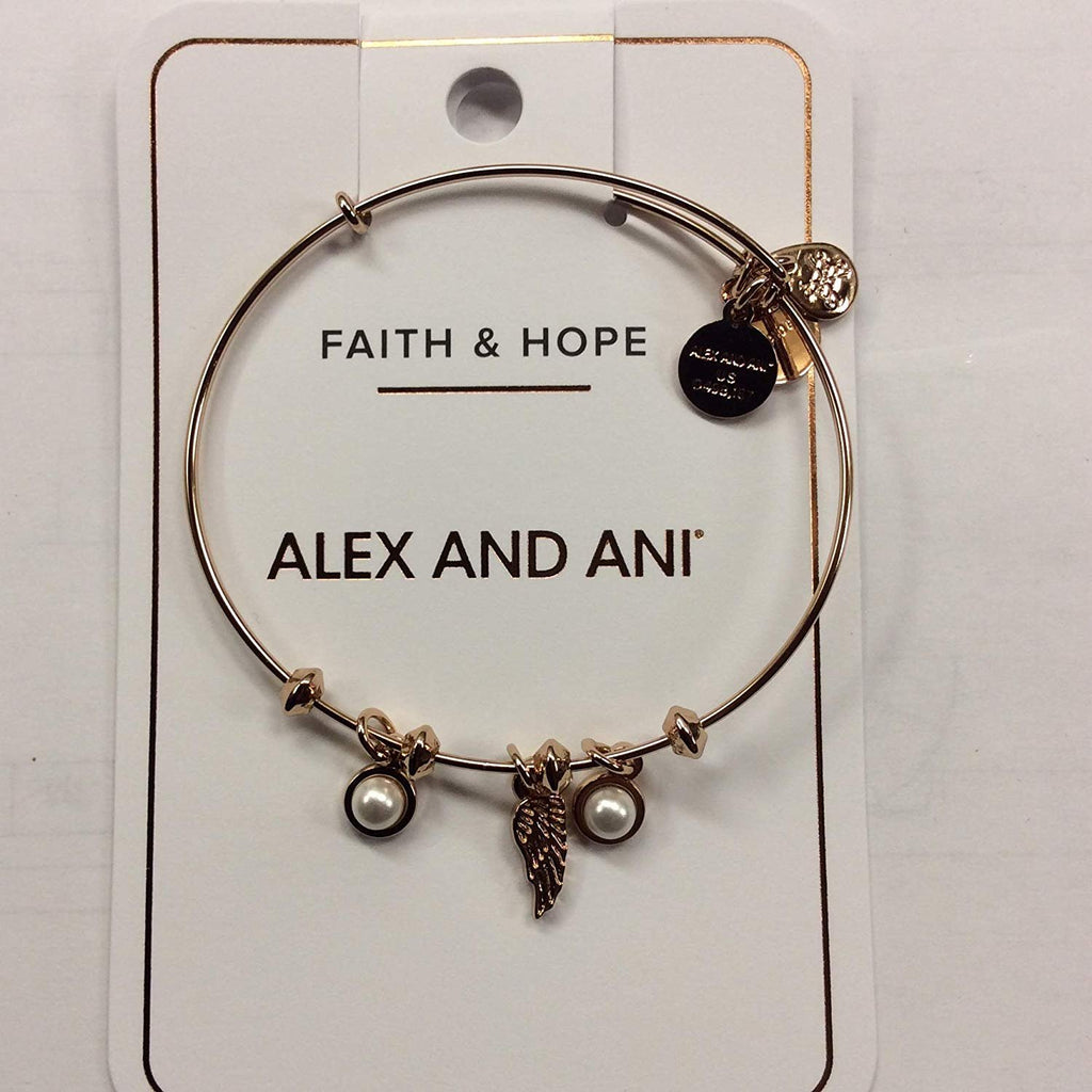 Alex and Ani Angel Wing & Pearl Multi Charm Bangle Bracelet