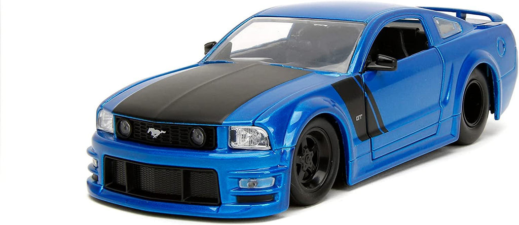 2006 GT Blue Metallic with Matt Black Hood and Stripes Bigtime Muscle Series 1/24 Diecast Model Car by Jada 34195