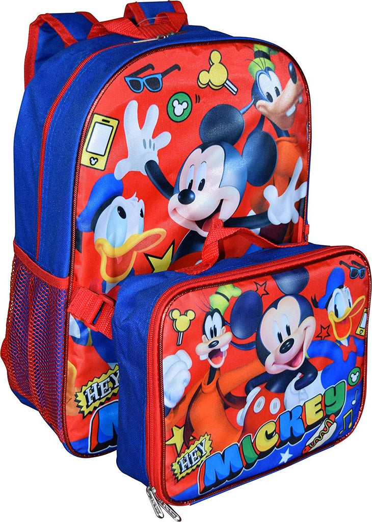 Mickey Mouse 16" Backpack W/Detachable Lunch Box