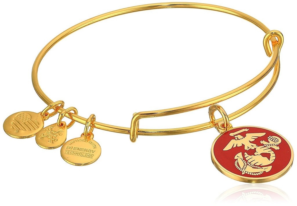 Alex and Ani Armed Forces US Marine Corps, Expandable Wire Bangle Charm Bracelet