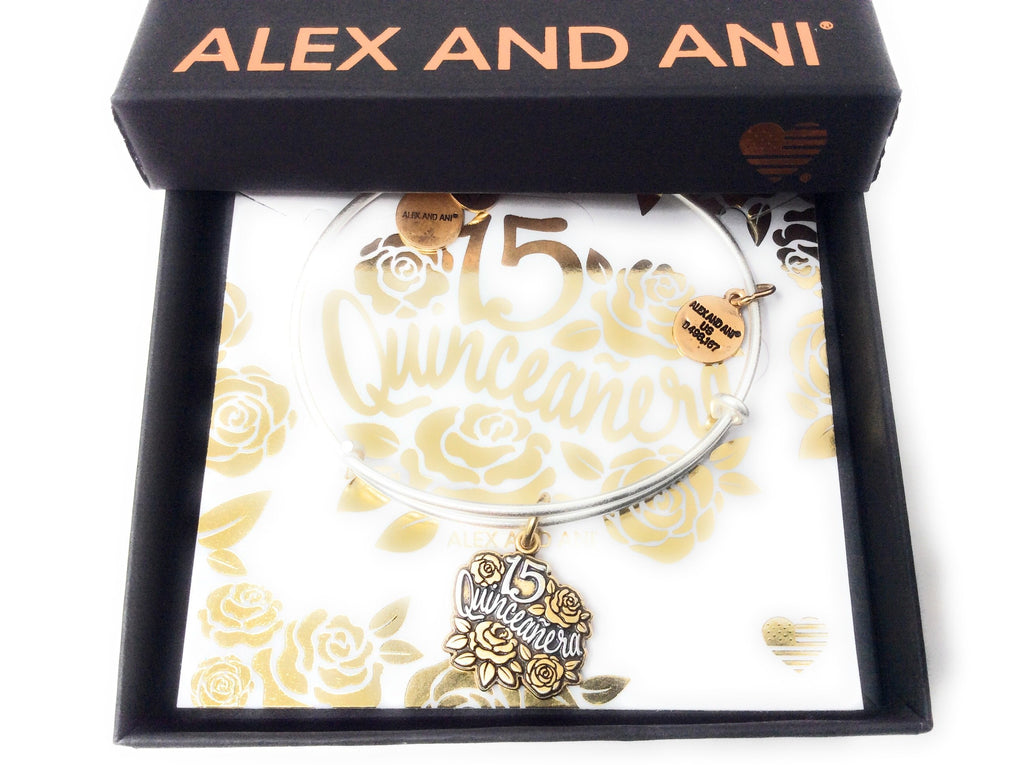 Alex and Ani Womens Quinceanera Bangle Bracelet, Two Tone, Expandable