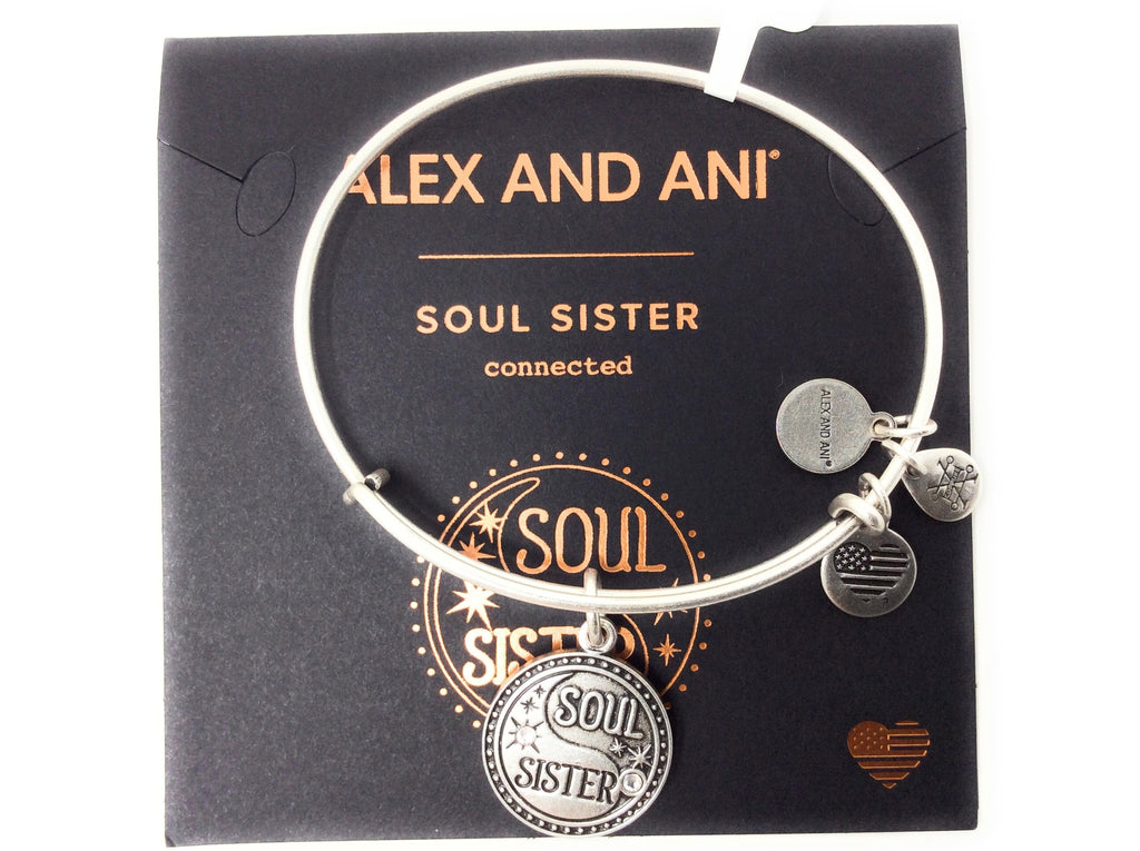 Alex and Ani Womens Soul Sister EWB Bangle Bracelet, Rafaelian Silver, Expandable