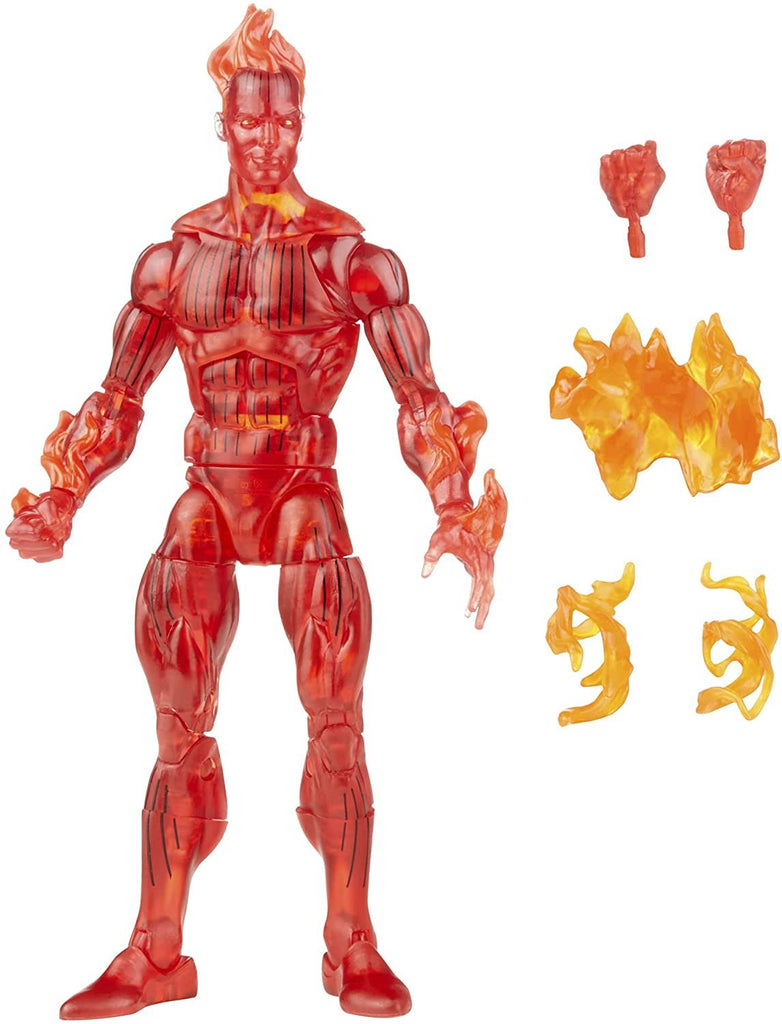 Hasbro Marvel Legends Series Retro Fantastic Four The Human Torch 6-inch Action Figure Toy, Includes 5 Accessories