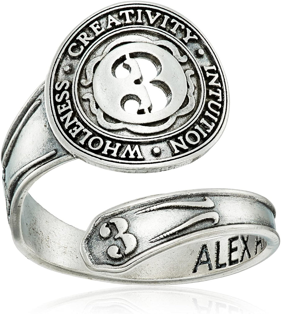 Alex and Ani "Numerology" Number, Sterling Silver Spoon Ring, Size 7-9