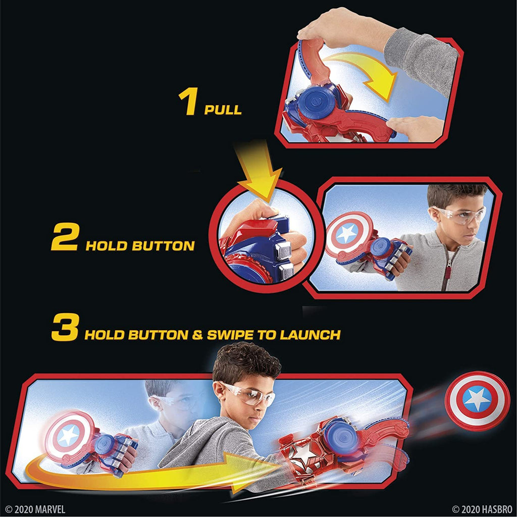 Avengers NERF Power Moves Marvel Captain America Shield Sling NERF Disc-Launching Toy for Kids Roleplay, Toys for Kids Ages 5 and Up