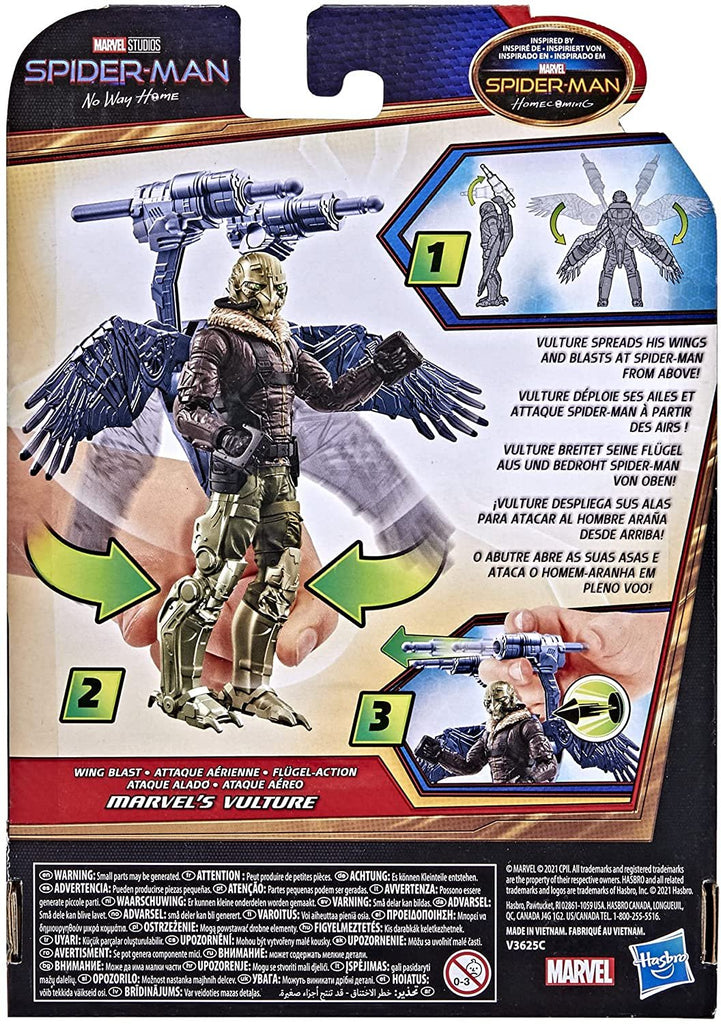 Spider-Man Marvel 6-Inch Deluxe Wing Blast Marvel's Vulture, Movie-Inspired Action Figure Toy, Blasts Included Projectiles, Ages 4 and Up