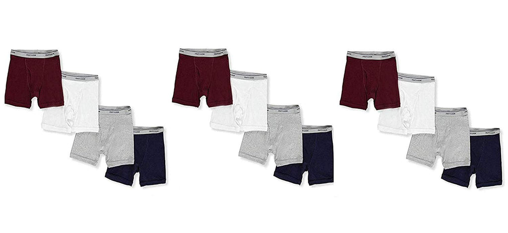 Fruit of the Loom Big Boys' 12-Pack Cotton Boxer Briefs