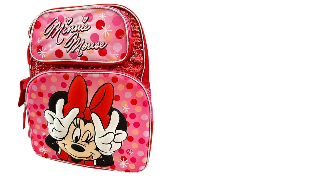 3D Molded Red Magic Sequins Minnie Mouse 16" Large Backpack