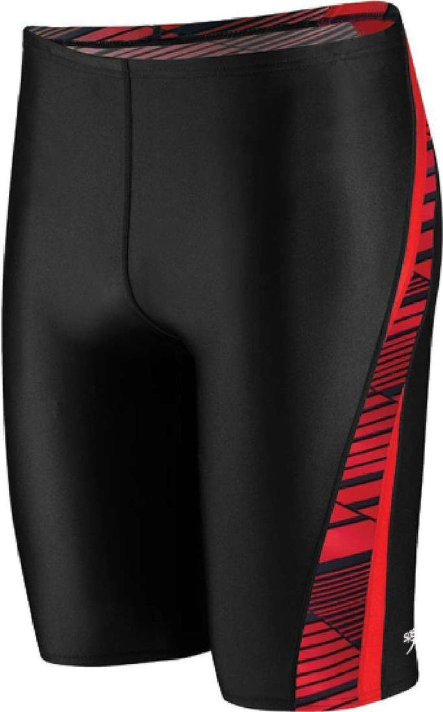 Speedo Boys Swimsuit Variegated Lanes Race Jammer RED Sizes 20-28