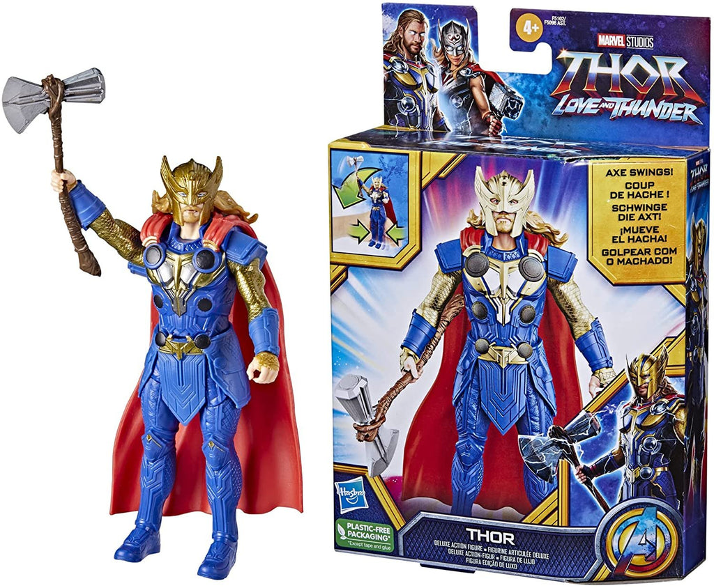 Marvel Studios' Thor: Love and Thunder Thor Toy, 6-Inch-Scale Deluxe Action Figure with Action Feature, Marvel Toys for Kids Ages 4 and Up