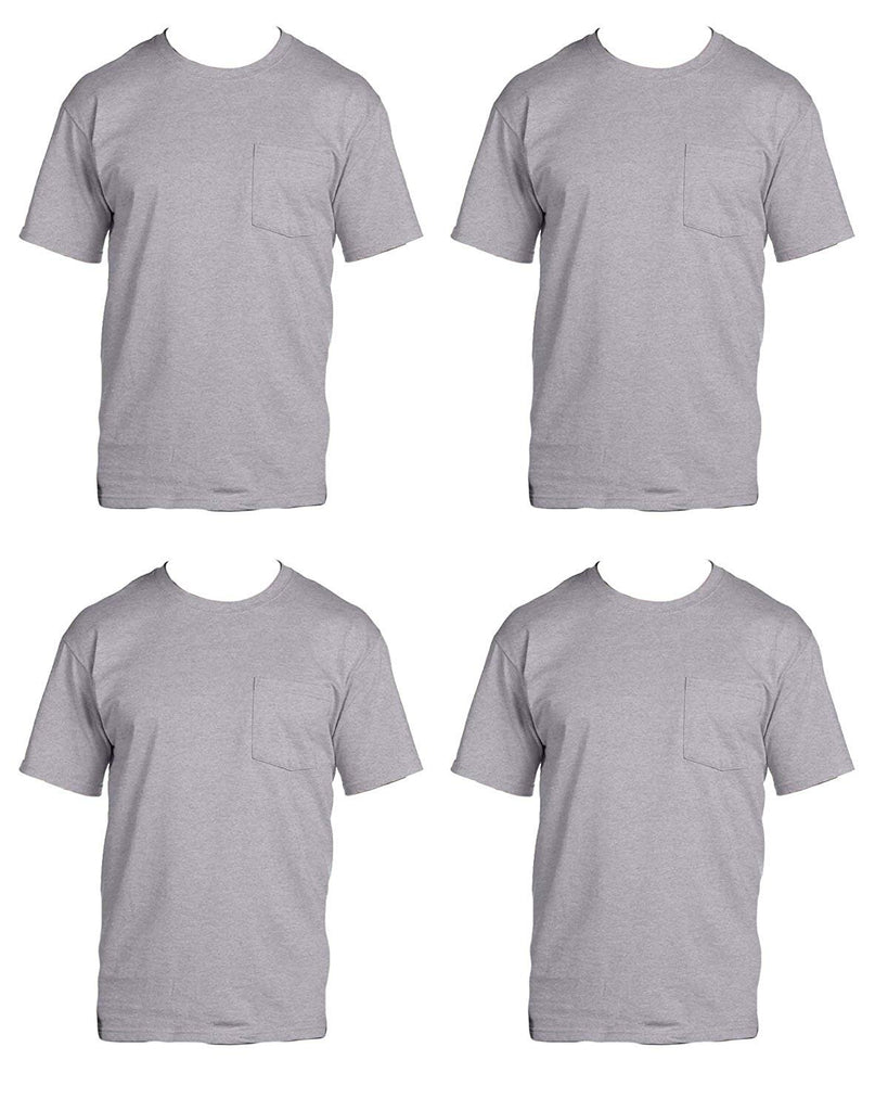 Fruit of the Loom Men's 4-Pack Pocket Crew Neck T-Shirt Athletic Heather