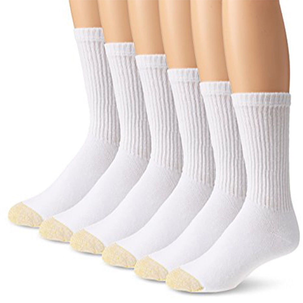 Gold Toe Men's Crew Socks White 6-Pair Sock Size 10-13 Cotton Blend New