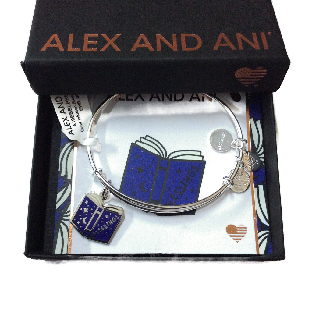 Alex and Ani Women's Color Infusion Blessings Book Charm Bangle, Shiny Silver