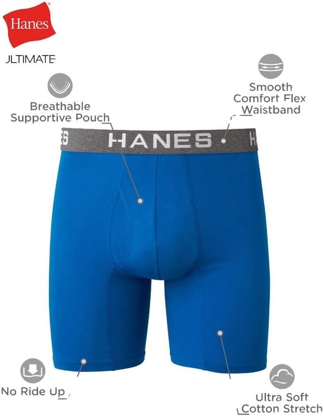 Hanes Ultimate Big Men’s Brief Underwear, Assorted Solids, 6-Pack, ( & Tall  Sizes) 4XB