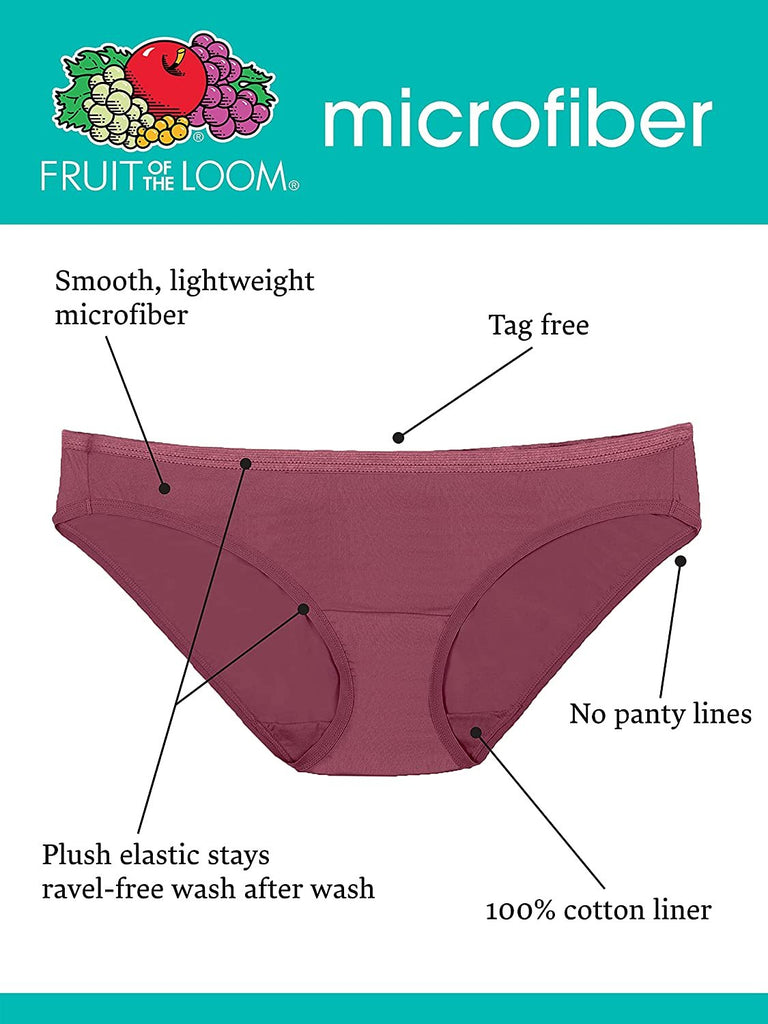 Fruit of the Loom Women's Underwear Microfiber Panties (Regular & Plus Size)