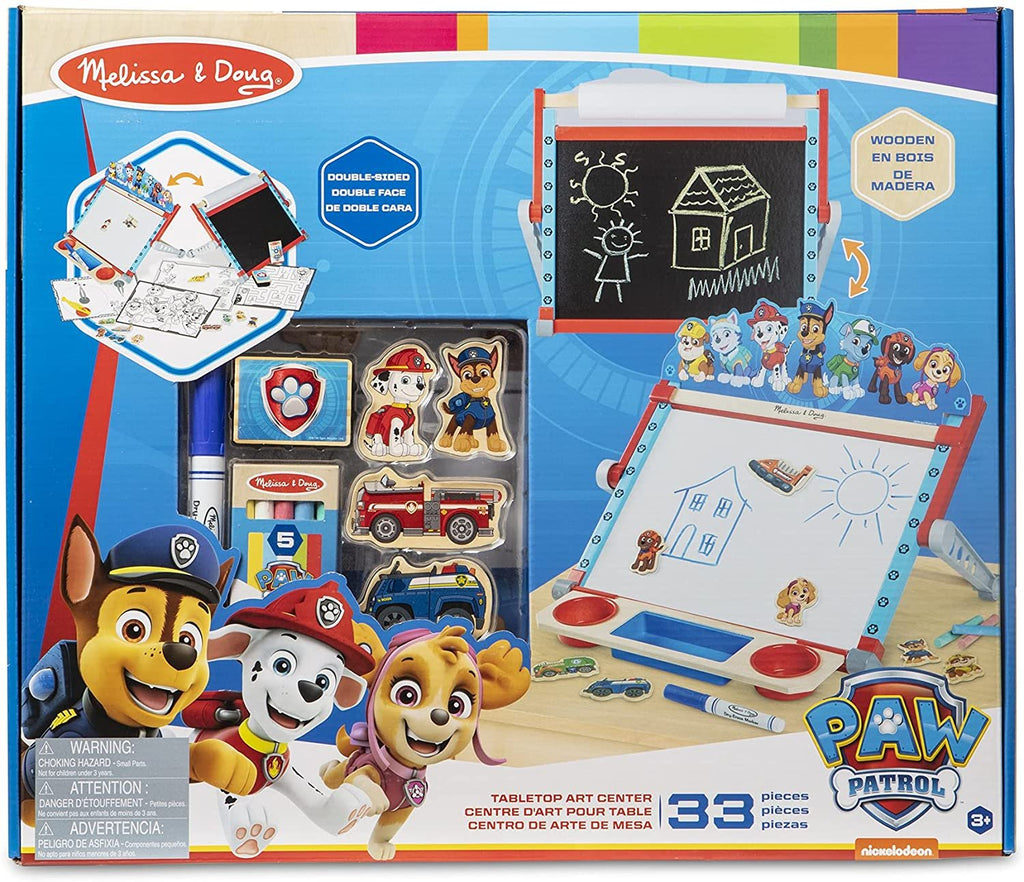 Melissa & Doug PAW Patrol Wooden Double-Sided Tabletop Art Center Easel (33 Pieces)