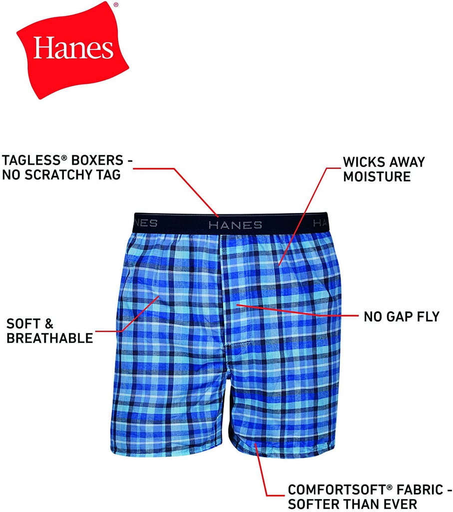 Hanes Men's Underwear Boxer Briefs Pack, Moisture-Wicking Stretch Cotton Boxer Briefs, Odor Control Boxer Briefs, 3-Pack