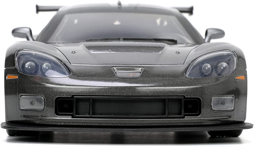 Big Time Muscle 1:24 2005 Chevy Corvette C6R Die-cast Car Charcoal Grey, Toys for Kids and Adults