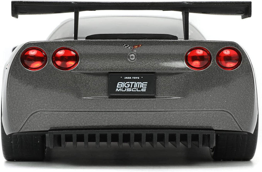 Big Time Muscle 1:24 2005 Chevy Corvette C6R Die-cast Car Charcoal Grey, Toys for Kids and Adults