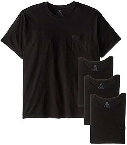 Hanes Mens 4-Pack Tagless Pocket T's Black Slightly Imperfect B