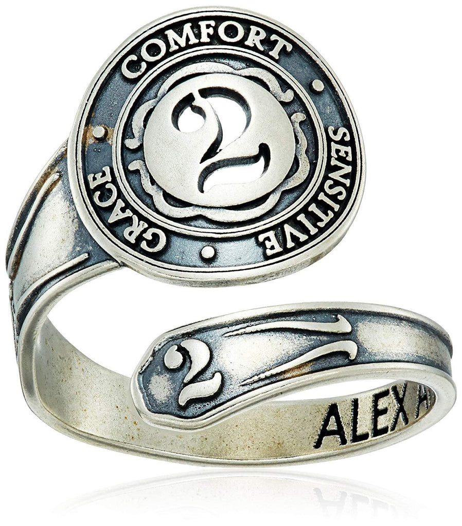 Alex and Ani "Numerology" Number, Sterling Silver Spoon Ring, Size 7-9