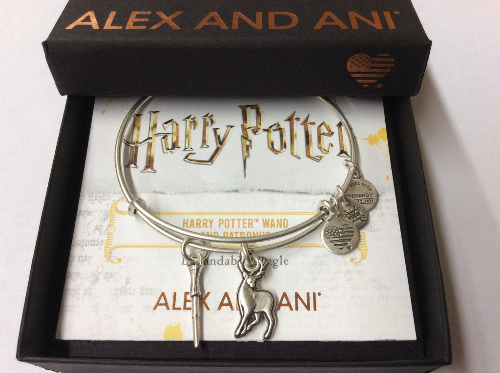 Alex and Ani Womens Harry Potter - Wand and Patronus Duo Charm Bangle Rafaelian/Silver One Size