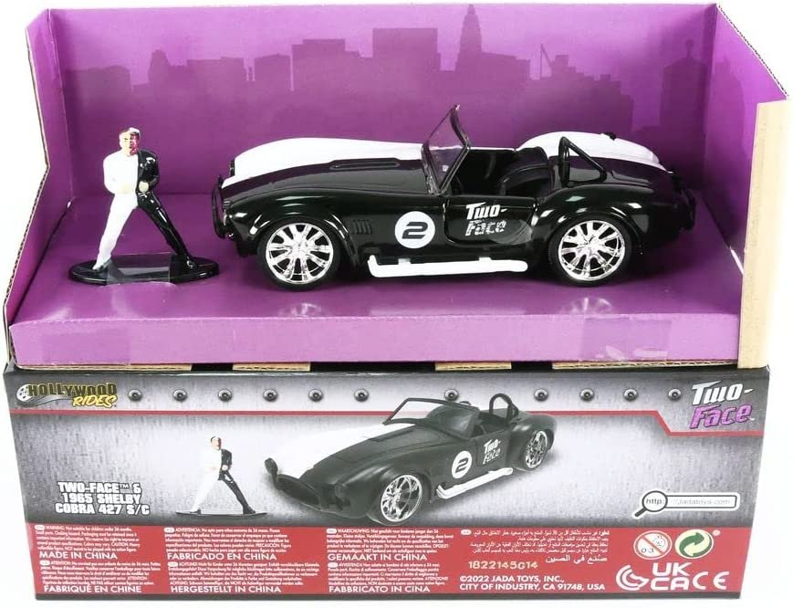 DC Comics 1:32 1965 Shelby Cobra 427 SC Die-cast Car w/ 1.65" Two Face Figure, Toys for Kids and Adults