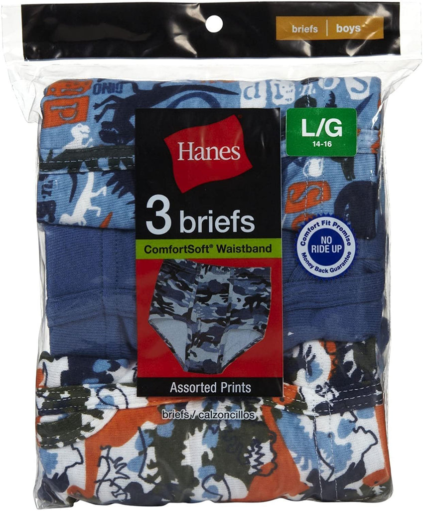 Hanes Boy's Comfortsoft Printed Brief (Pack of 3)