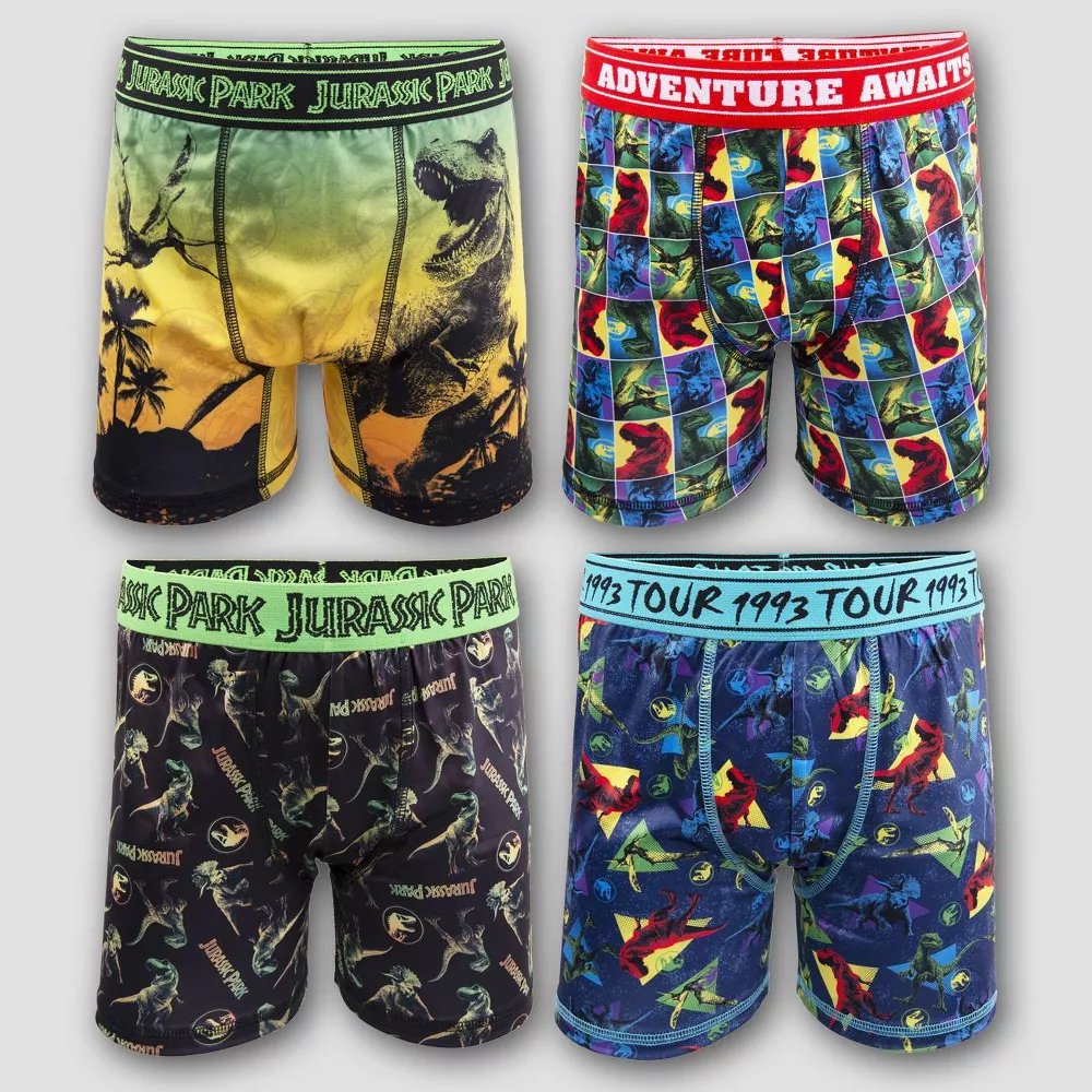 Jurassic World Boys' 4pk Athletic Boxer Briefs Underwear