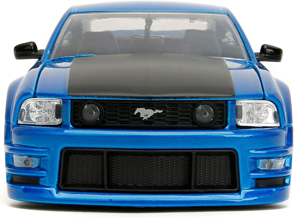 2006 GT Blue Metallic with Matt Black Hood and Stripes Bigtime Muscle Series 1/24 Diecast Model Car by Jada 34195