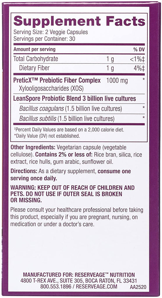 Beautiflora Probiotic + Prebiotic Reserveage 60 Caps