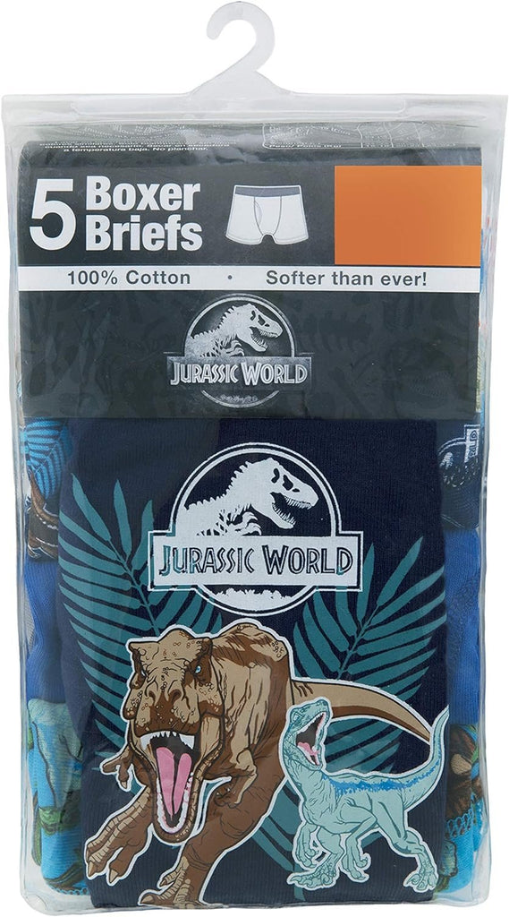 Jurassic World Boys' Boxer Briefs Multipacks with T-rex, Raptor and Triceratops Print Options in Sizes 4, 6, 8, 10 & 12