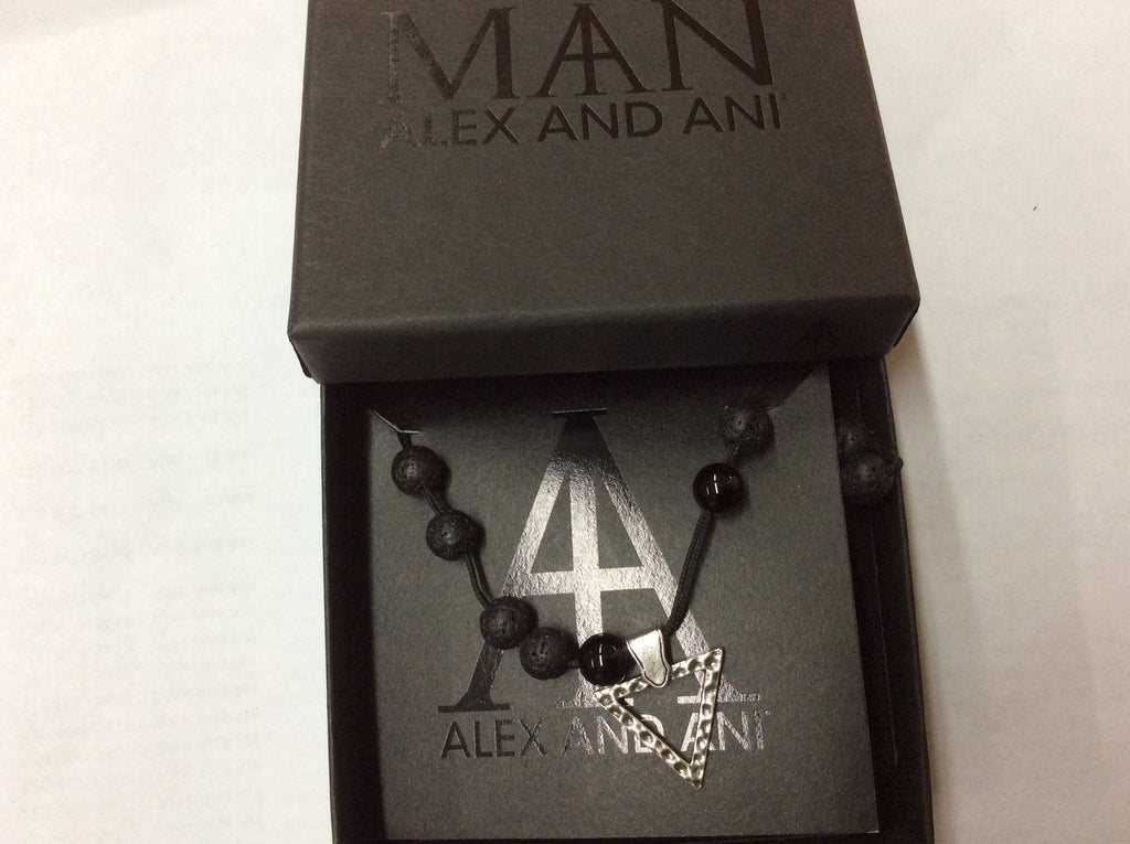 Alex and Ani Men's Beaded Triangle 34 inch Necklace Rafaelian Silver NWTBC