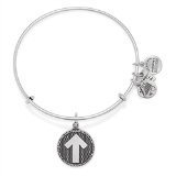 Alex and Ani Brass Stand Up Charm Bangle Bracelet in Rafaelian Silver Finish CBD14SUTCRS