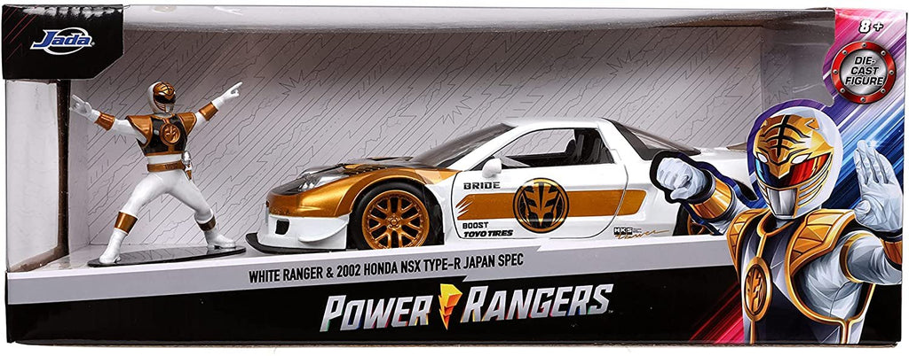 Jada Toys Power Rangers 1:24 2002 Honda NSX Type-R Japan Spec Die-cast Car with 2.75" White Ranger Figure, Toys for Kids and Adults
