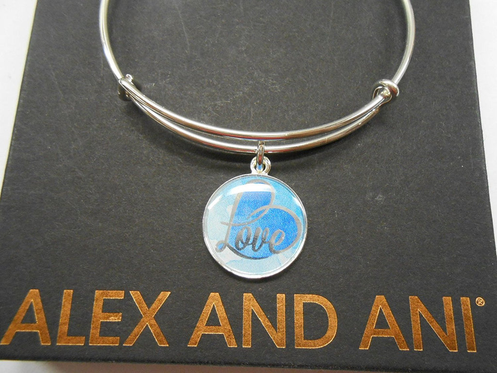 Alex and Ani Art Infusion Love Bangle Bracelet Shiny Silver Come With Black Gift Box