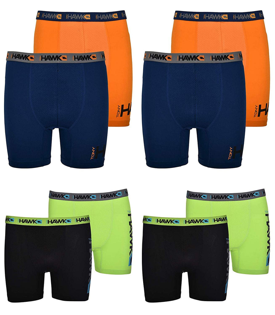 Tony Hawk Boys' Boxer Briefs 8-Pack Performance Dri Fusion Tech Compression No Fly Underwear