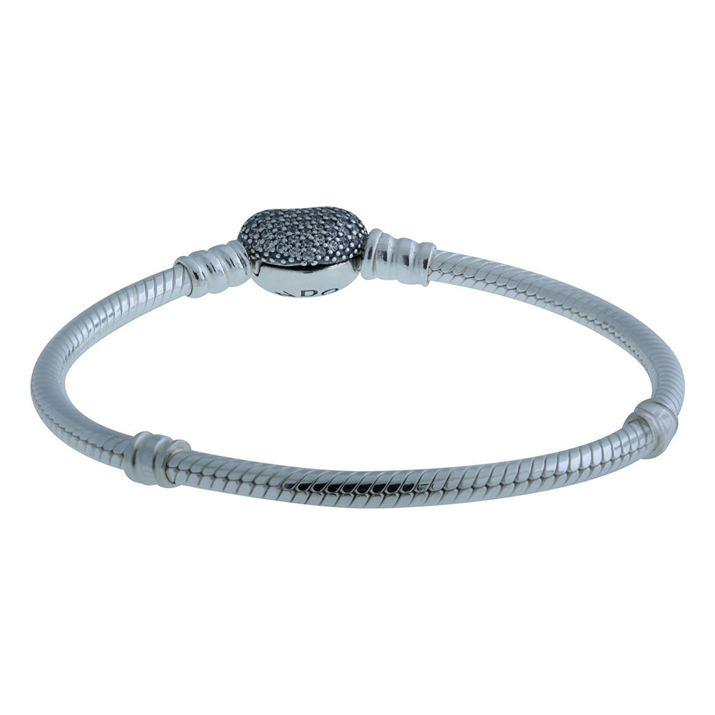 PANDORA 590727CZ-20 Sterling Silver Pave Heart Clasp Bracelet, 7.9"