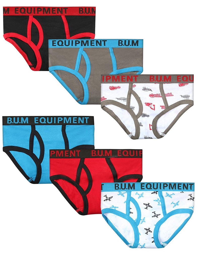 B.U.M. Equipment Toddler and Little Boys' 6 Pack Underwear Briefs, Solids  and Prints