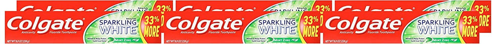 Colgate Sparkling White Whitening Toothpaste, Mint - 8 ounce (6 Pack)