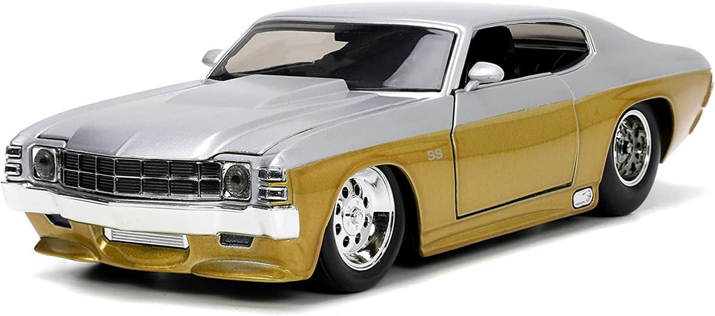 Big Time Muscle 1:24 1971 Chevy Chevelle SS Die-cast Car Silver/Gold, Toys for Kids and Adults