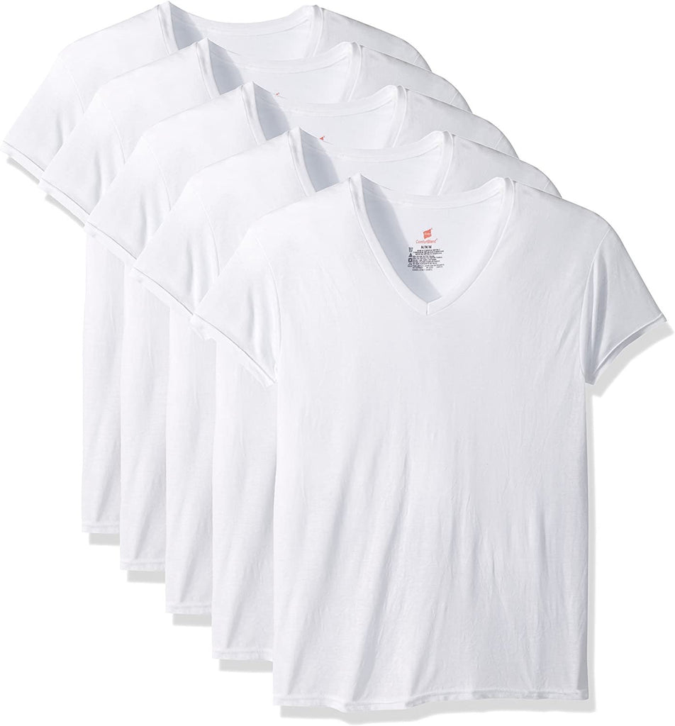 Hanes Men's 5-Pack ComfortBlend V-Neck T-Shirt with FreshIQ