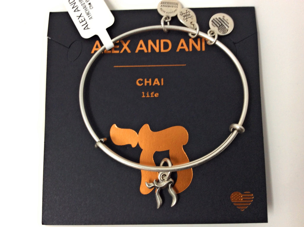 Alex and Ani Womens Chai EWB Bangle Bracelet, Rafaelian Silver, Expandable
