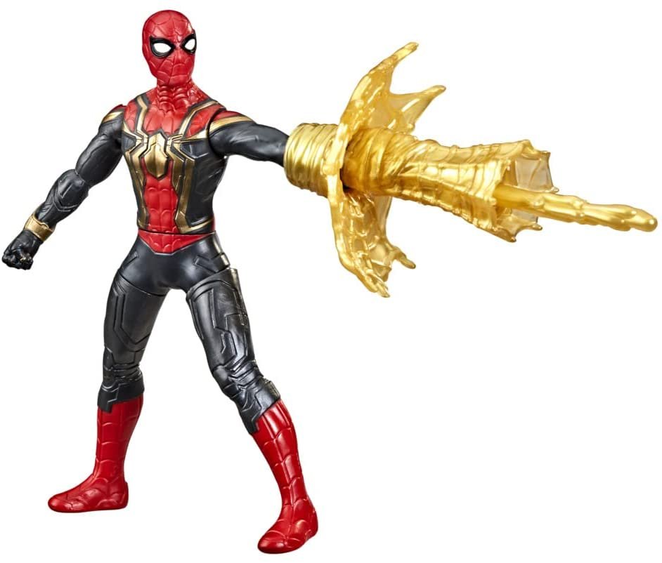 Spider-Man Marvel 6-Inch Deluxe Web Spin Movie-Inspired Action Figure Toy with Weapon Attack Squeeze Legs Feature, Ages 4 and Up