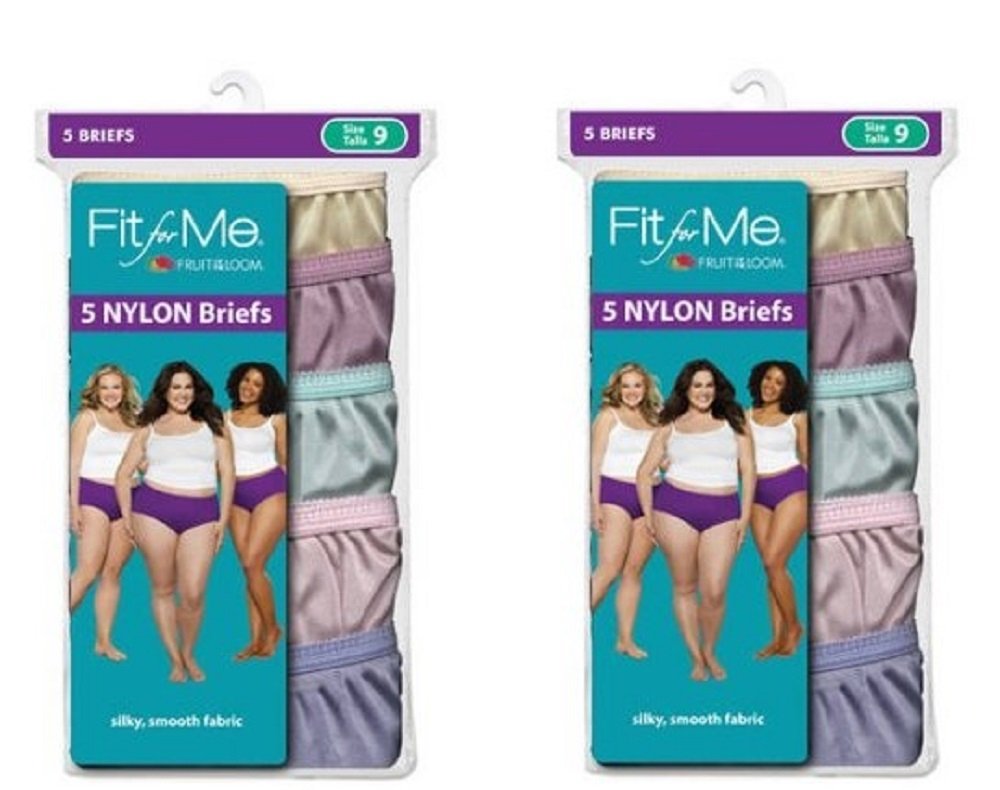 Fruit of the Loom Ladies Nylon Briefs Panties 10-PACK Fit for Me Sizes 9-12